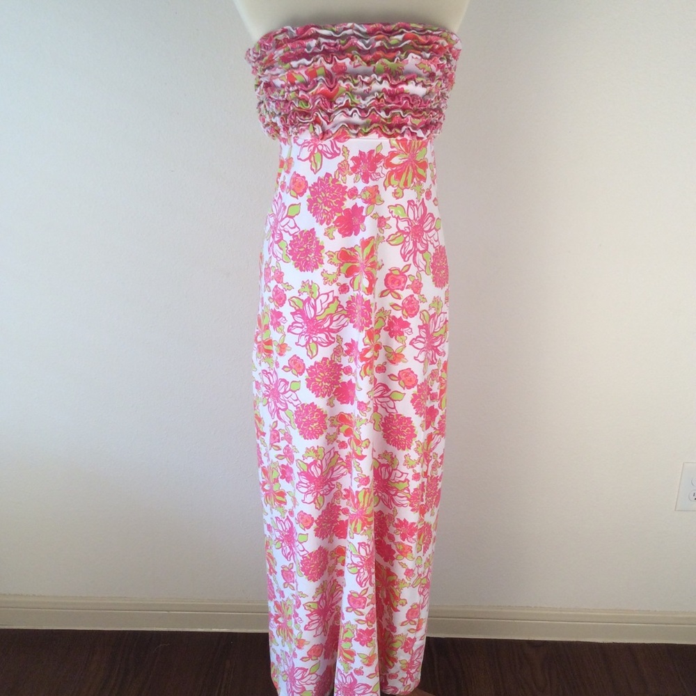 Lilly Pulitzer Vintage Strapless Maxi Dress Sz M